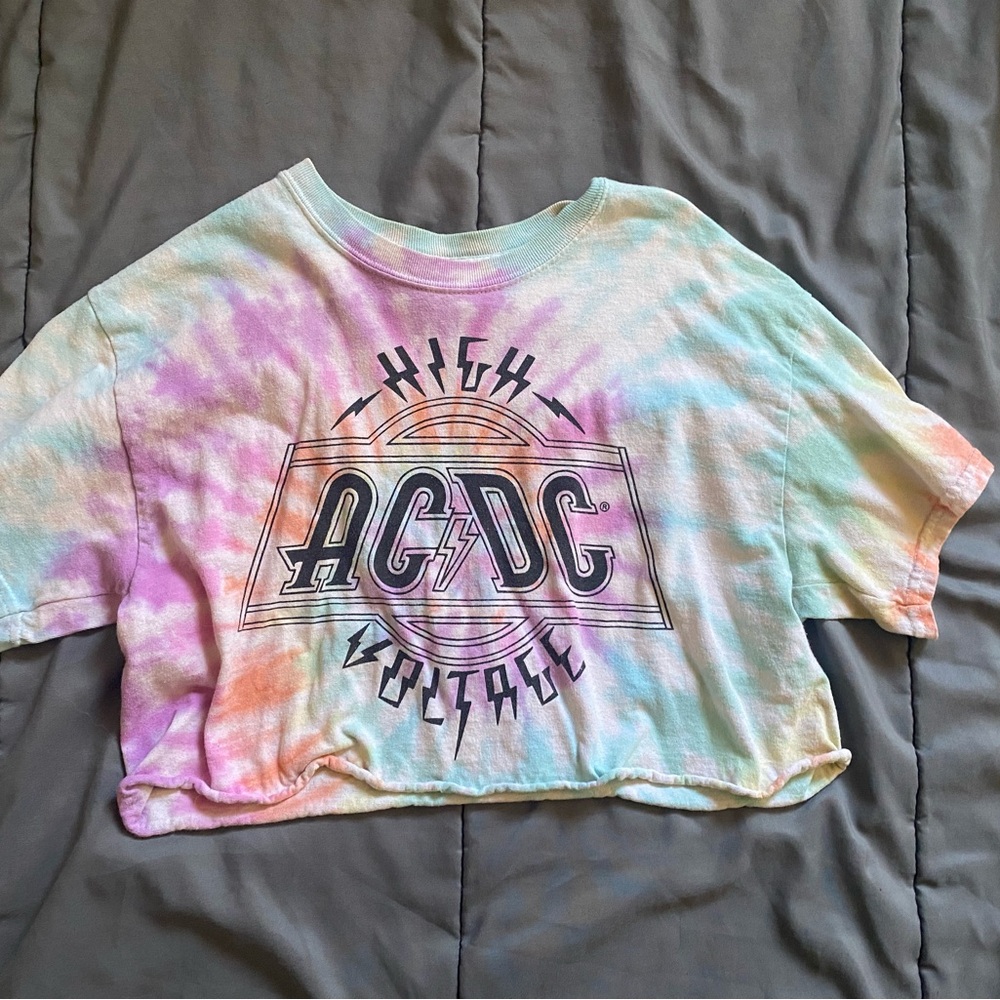 AC/DC High Voltage Tie-Dye Crop Top